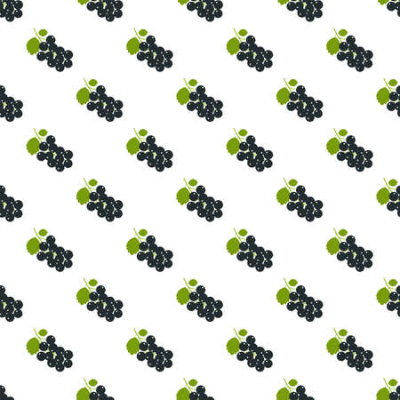 Seamless pattern. Branches with black berries on white background. Black currant. For your design and decoration of fabric, paper and wallpaper.のイラスト素材