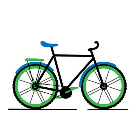 Vector modern flat cartoon bicycle isolated on white backgroundのイラスト素材