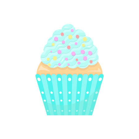 Sweet yummy cupcake, creamy cake, vector ilustrationのイラスト素材