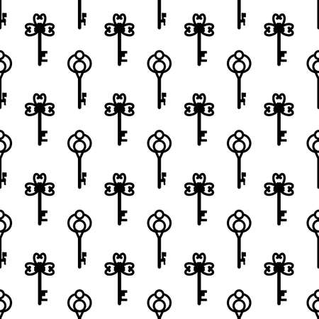 Vintage keys black and white vector seamless pattern. EPS 10のイラスト素材
