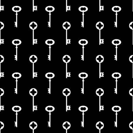 Vintage keys black and white vector seamless patternのイラスト素材