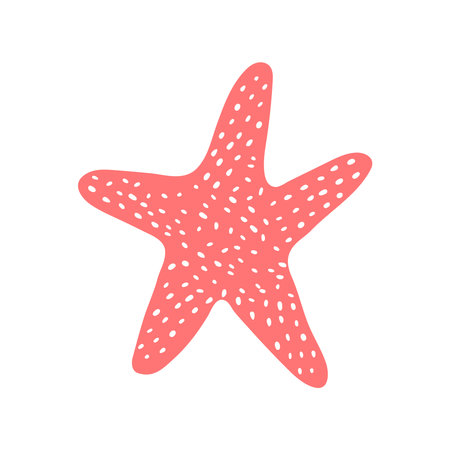 Simple starfish in flat style. Marine icon in cartoon style. Summer vector illustration.のイラスト素材