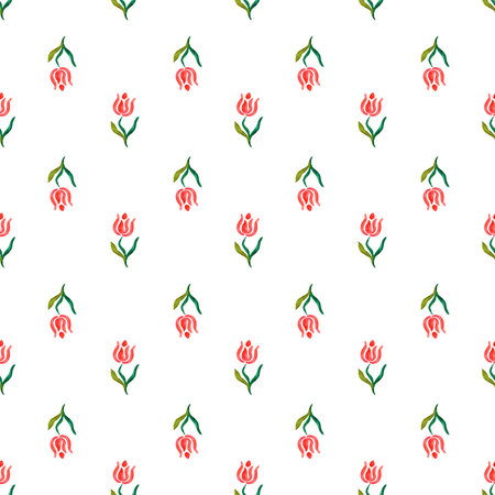 Abstract flowers. Simple seamless pattern of abstract watercolor flowers on a white background. For your design.の写真素材