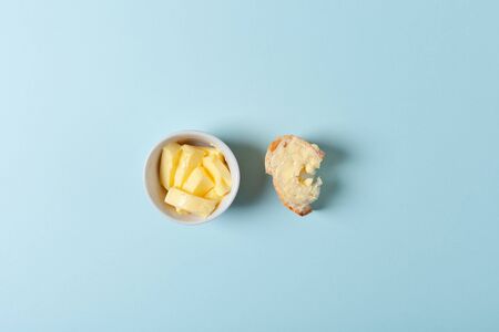 One slice of bread or baguette with butterの写真素材