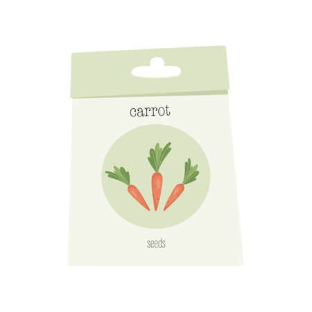 A package or bag of seeds for planting. Carrot seeds for print, decor, bannerのイラスト素材