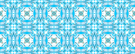 Exotic Seamless Material. Abstract Design. Spain Antique Pattern. Seamless Tribal Wall. Sapphire...
