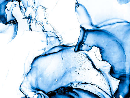 Abstract Blue and White Banner. Creativity Splash. Vintage Cobalt Illustration. Fashion Indigo Picture. Cerulean Dreamy. Wallpaper Handmade Pattern.の写真素材