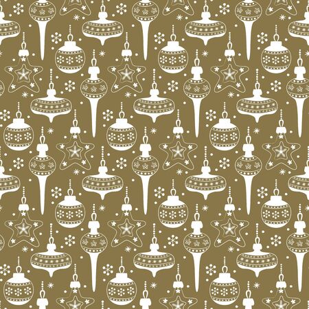 Christmas seamless pattern on the golden backgroundのイラスト素材