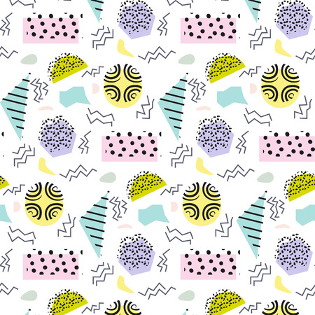 Colorful background with geometric figures seamless pattern, abstract modern style.のイラスト素材