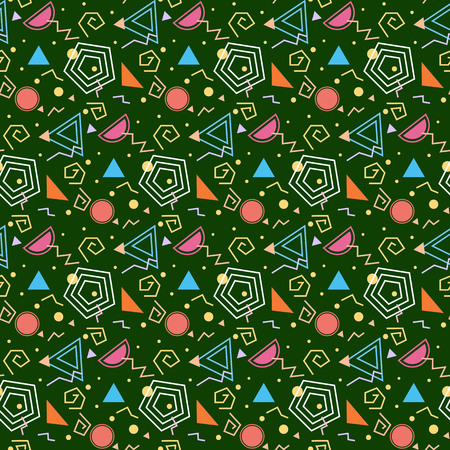 Colorful background with geometric figures, seamless pattern, abstract modern style.のイラスト素材