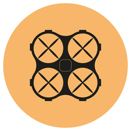 Drone black icon on isolated background. Quadrocopter. Flat design.のイラスト素材