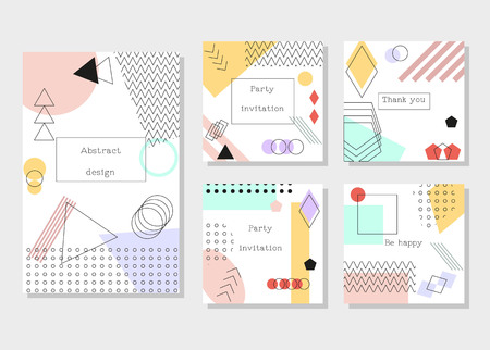 Set of universal cards and invitations, abstract modern style. Design for poster, card, invitation, placard, brochure.のイラスト素材