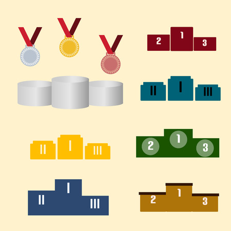 Sport icons of medals and pedestals.のイラスト素材