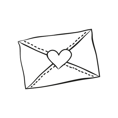 Envelope with heart on the white background. Design for Valentine's day. Vector illustration.のイラスト素材