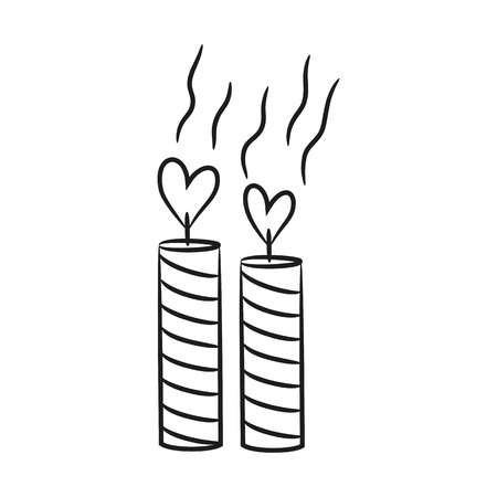 Candles with hearts on the white background for your design. Vector illustration.のイラスト素材