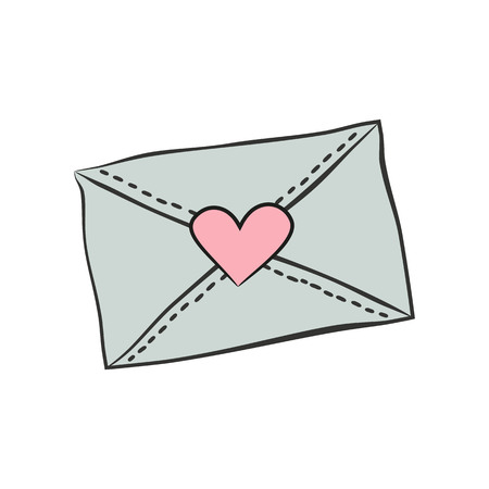 Envelope with heart on the white background. Design for Valentine's day. Vector illustration.のイラスト素材