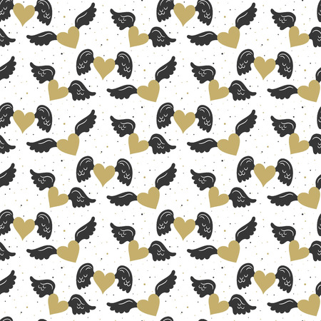 Seamless pattern with hearts on the white background for your design. Vector illustration.のイラスト素材