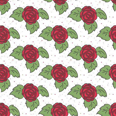 Seamless pattern with roses on the white background for your design. Vector illustration.のイラスト素材