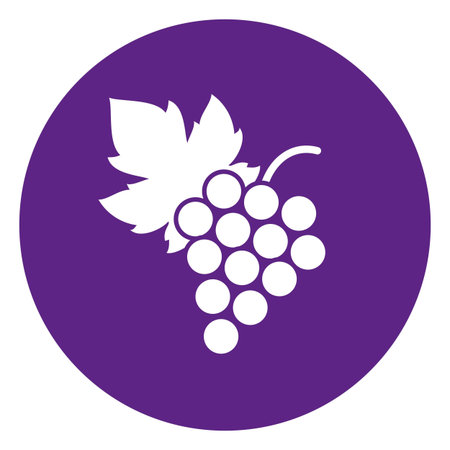 Bunch of grapes with leaf flat icon. Vector illustration.のイラスト素材