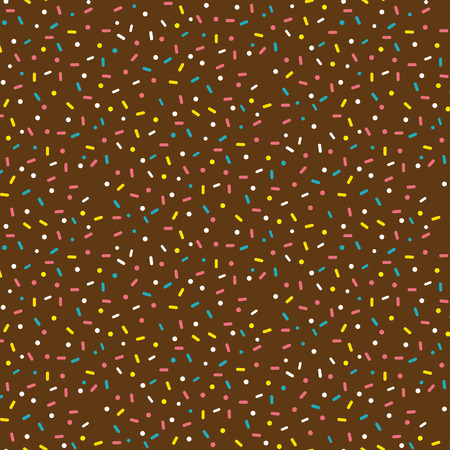 Seamless pattern with sweets on the chocolate background. Vector illustration.のイラスト素材