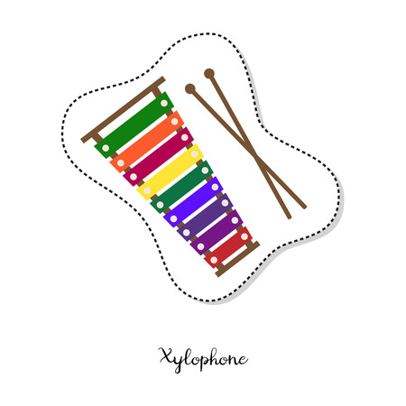 Cartoon sticker with xylophone on white background. Vector illustration.のイラスト素材