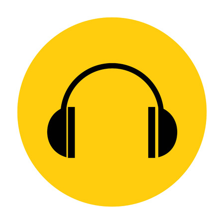 Black headphone icon. Vector illustration.のイラスト素材