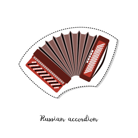 Sticker with Russian accordion on white background. Vector illustration.のイラスト素材