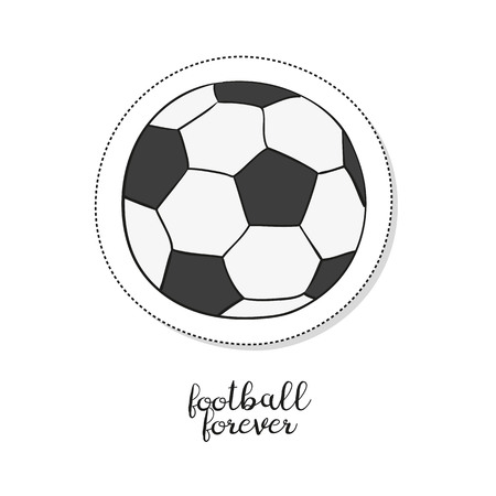 Cartoon sticker with soccer ball on white background. Vector illustration.のイラスト素材