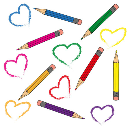 Set of color pencils for drawing on white background. Vector illustration.のイラスト素材