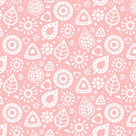 Cute seamless pattern with the leaves and flowers. Vector illustration.のイラスト素材