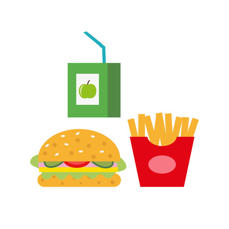 School lunch for children on white background. Vector illustration.のイラスト素材