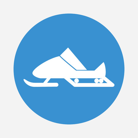 White snowmobile on blue background. Winter sports equipment. Vector illustration.のイラスト素材