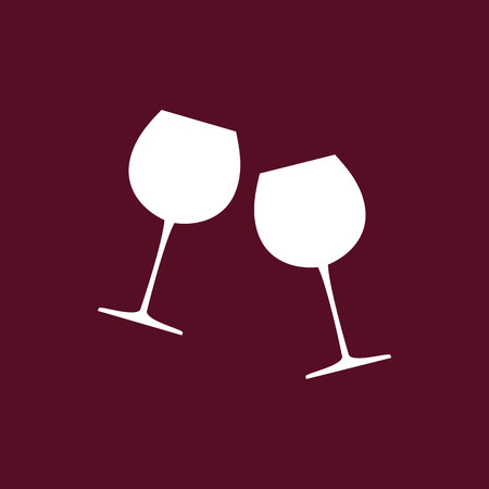 Two glasses of wine. Wine icon. Vector illustration.のイラスト素材