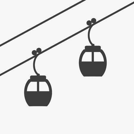 Ski cable lift icon for ski and winter sports. Design for tourist catalog, maps of the ski slopes, placard, brochure, flyer, booklet. Vector illustration.のイラスト素材