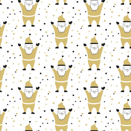 A seamless pattern with Santa Claus on the white background.のイラスト素材