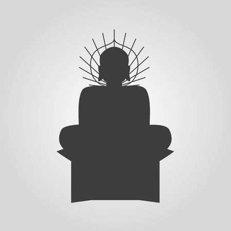 Buddha icon on the white background. Vector illustration.のイラスト素材