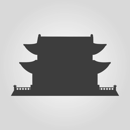Traditional building icon on the white background.  Vector illustration.のイラスト素材
