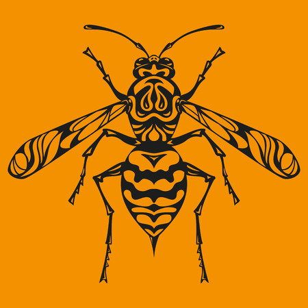 Icon of wasp doodle silhouette. Vector illustration.のイラスト素材