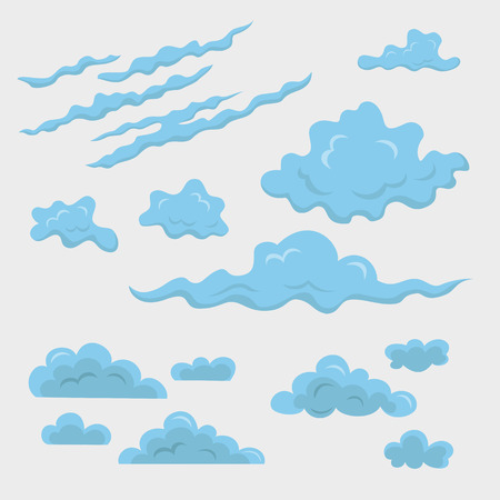 Set of different clouds on the white background. Vector illustration.のイラスト素材