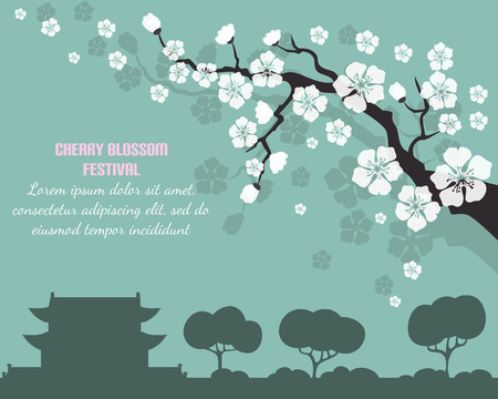 Card with cherry blossom and text. Vector Illustration.のイラスト素材