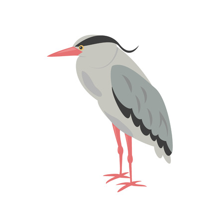 Cartoon heron icon on white background vector illustration.のイラスト素材