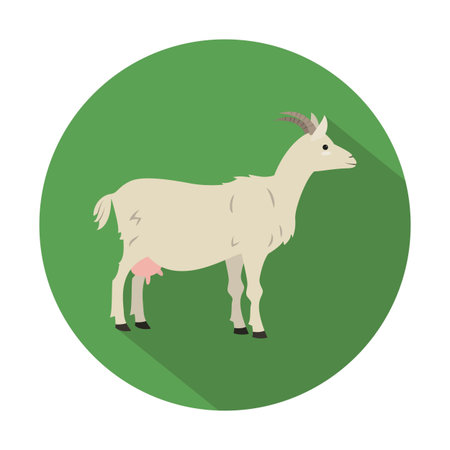 Cute goat on green background. Vector illustration.のイラスト素材