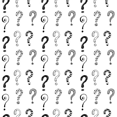 Seamless pattern with hand drawn question marks. Vector illustration.のイラスト素材