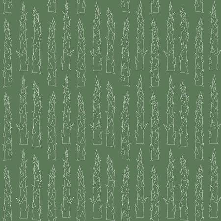 Seamless pattern with asparagus on green background. Vector illustration.のイラスト素材