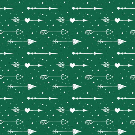 Seamless pattern with hand drawn vintage arrows. Vector illustration.のイラスト素材