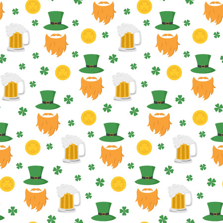Seamless pattern with St. Patrick`s day icons. Vector illustration.のイラスト素材