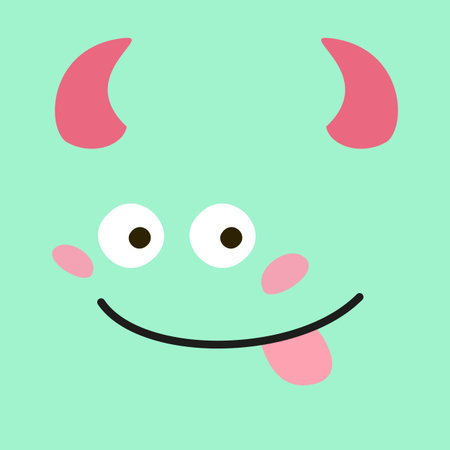 Background with cartoon monster faces. Vector illustration.