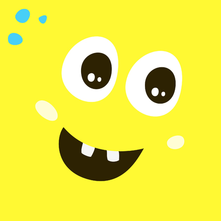 Background with cartoon monster face. Vector illustration.のイラスト素材