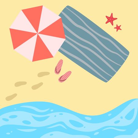 Cartoon background of sea shore. Vector illusyration.のイラスト素材
