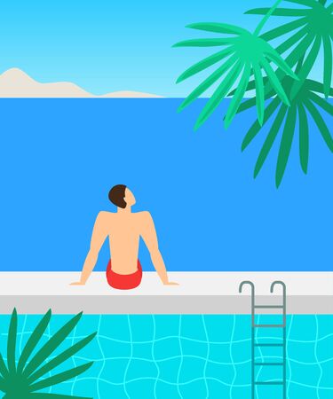 Cartoon background of sea resort. Vector illustration.のイラスト素材